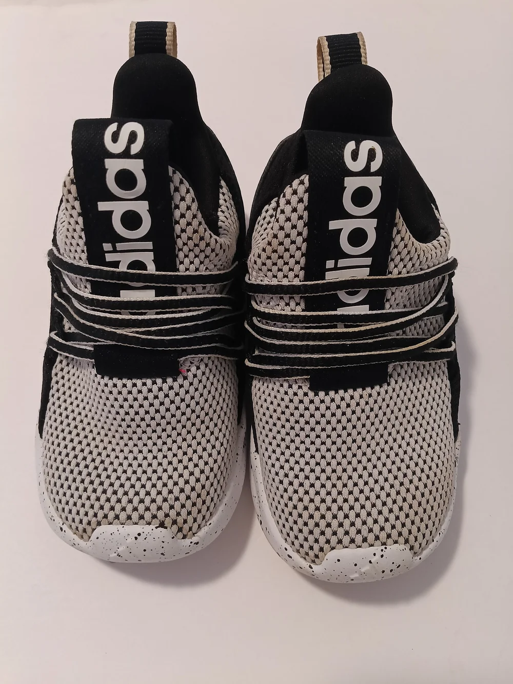 Adidas Kids Easy Slip-On Athletic Shoes Black White Speckled Size US 7.